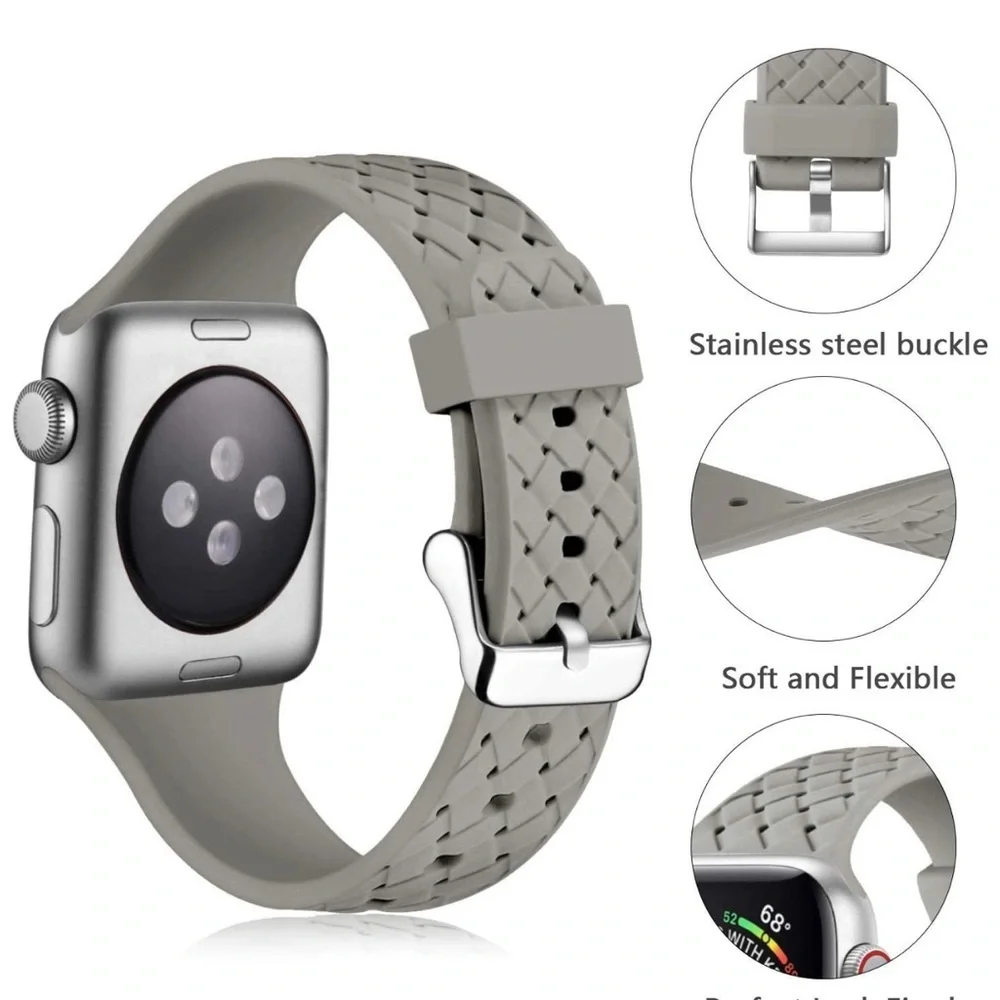 Apple Watch 42mm 44mm Soft Silicone Weave Band